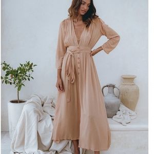 Elegant Tan Maxi Dress